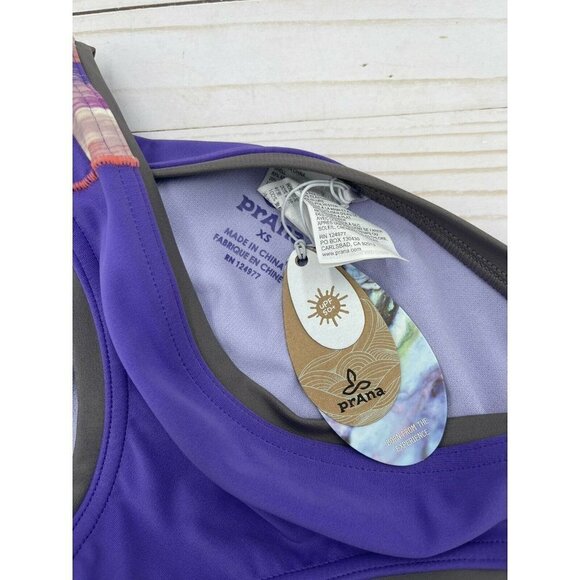 Prana XS NWT Milou Bottom Ultra Violet Ikat Swim Bikini Bottom Purple Gray - Picture 8 of 9